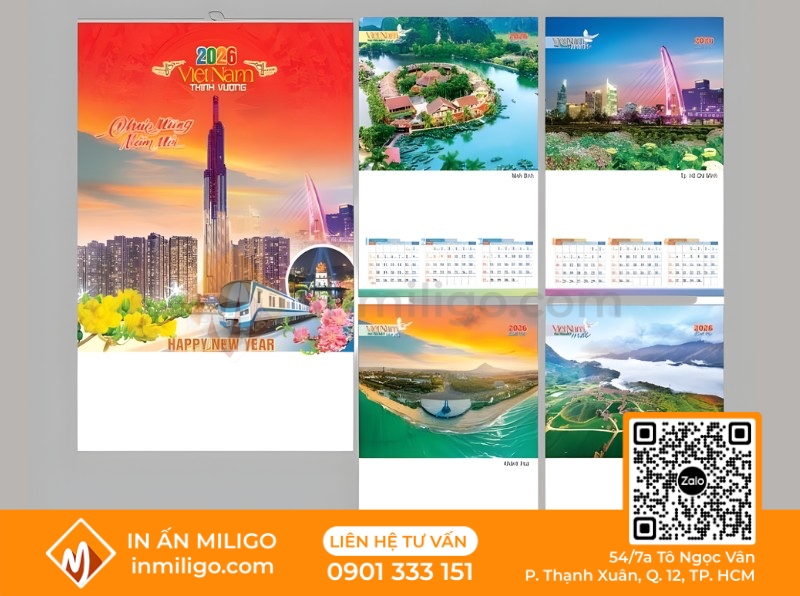 kích thước lịch treo tường