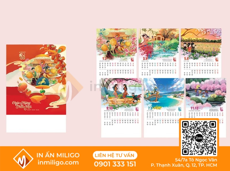 kích thước lịch treo tường