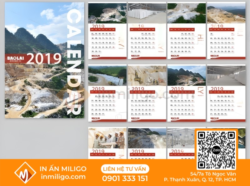 kích thước lịch treo tường