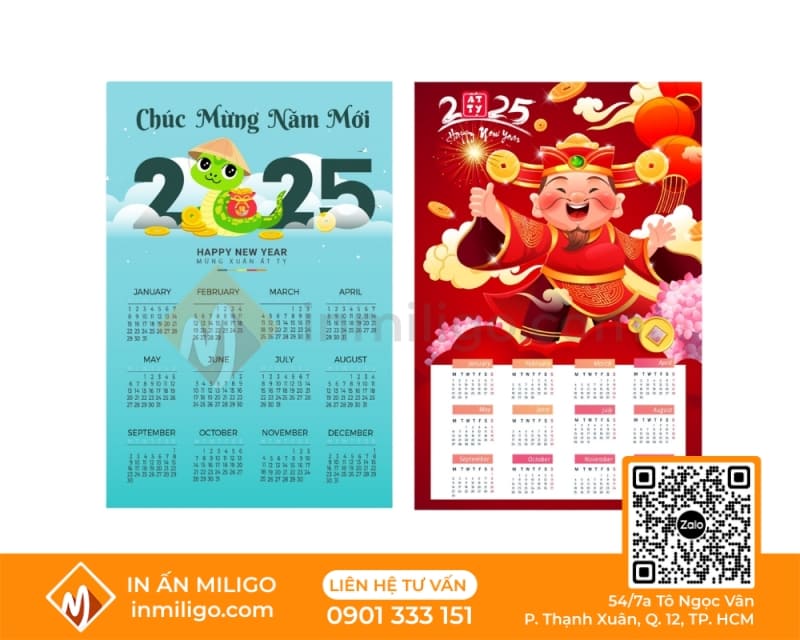 lịch 1 tờ treo tường