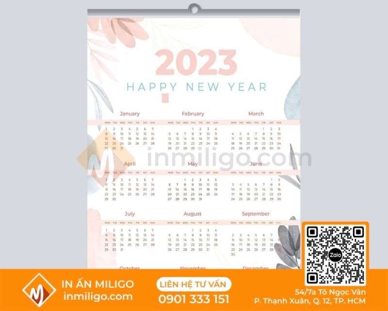 lịch 1 tờ treo tường