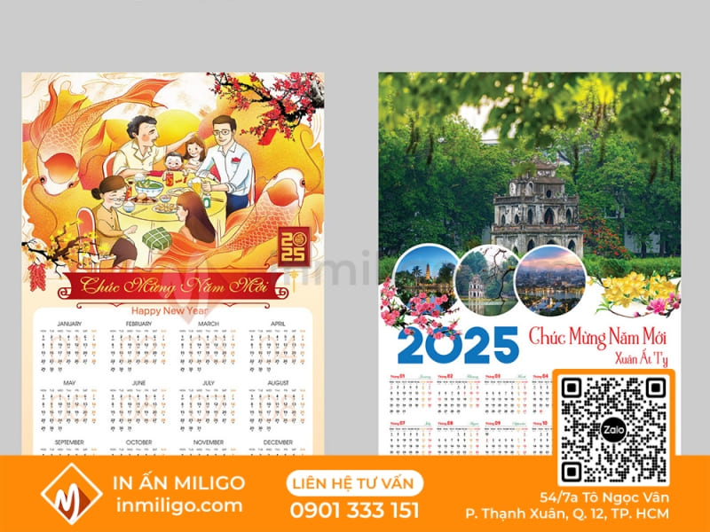 lịch 1 tờ treo tường