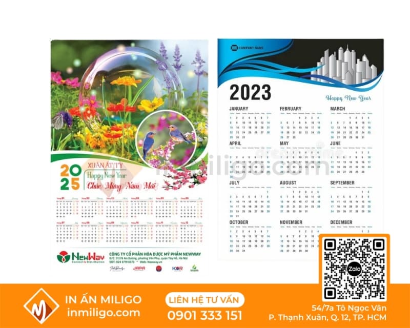 lịch 1 tờ treo tường