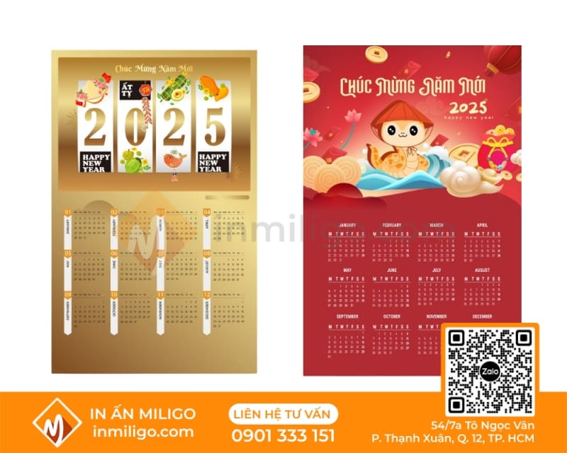 lịch 1 tờ treo tường