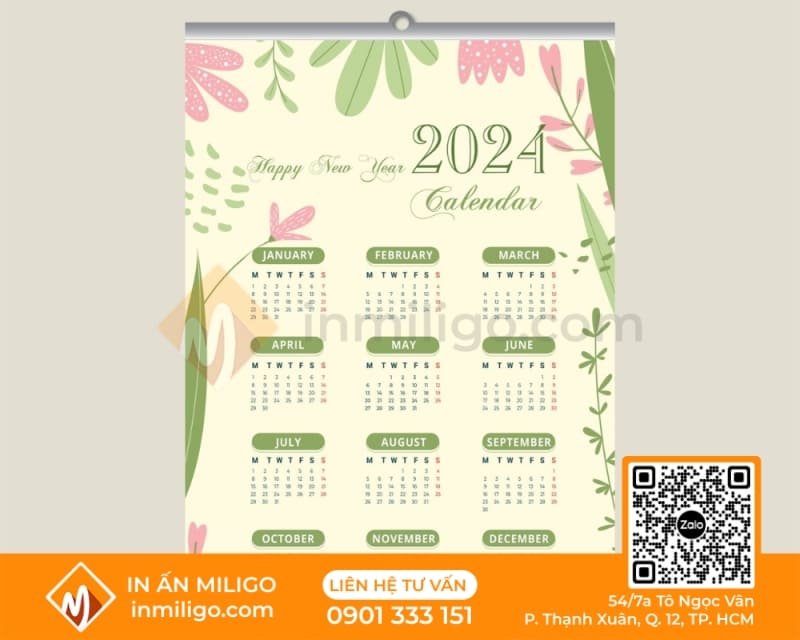 lịch 1 tờ treo tường