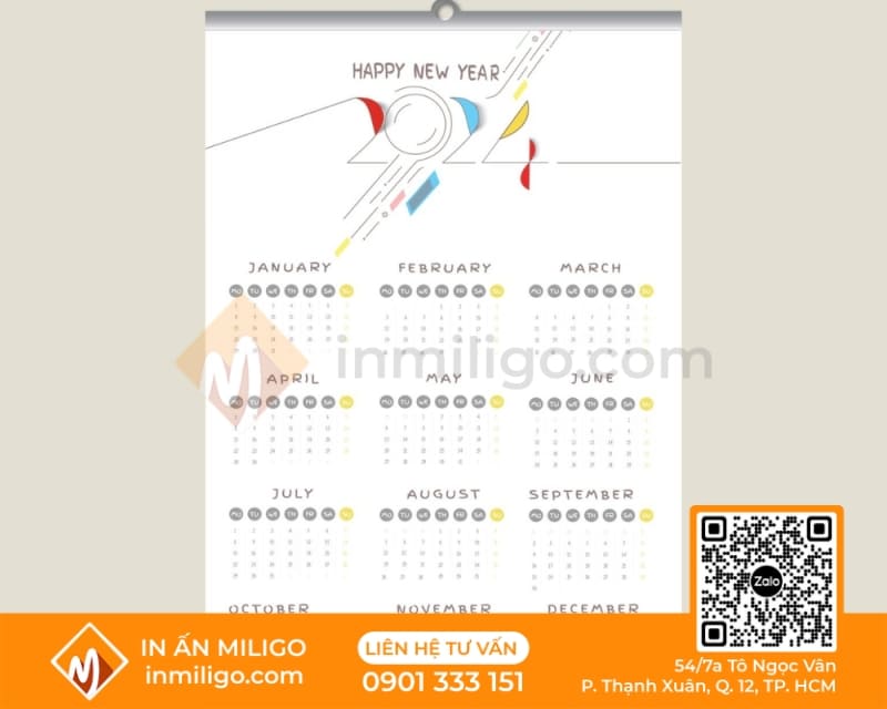 lịch 1 tờ treo tường