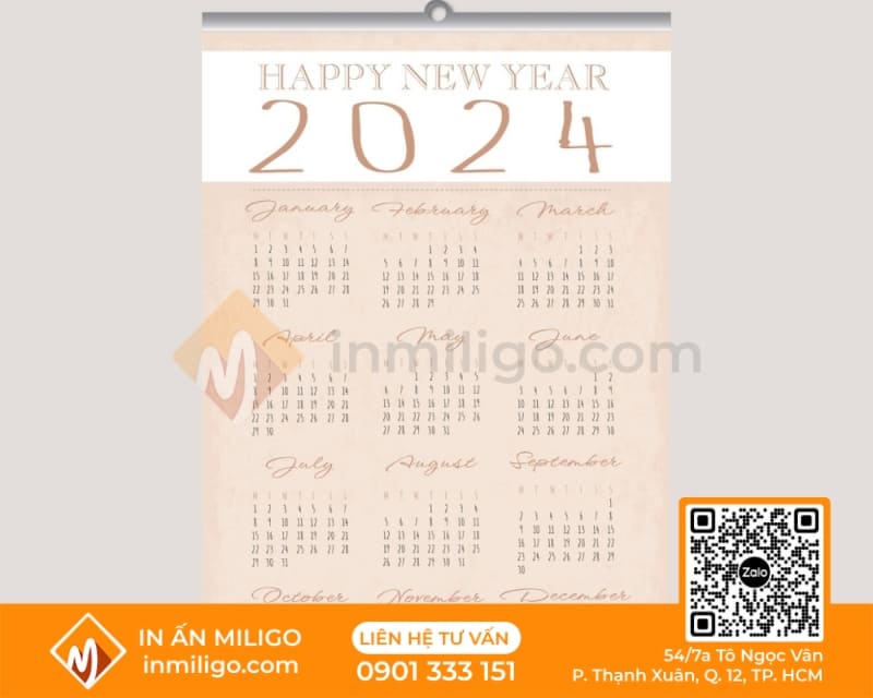 lịch 1 tờ treo tường