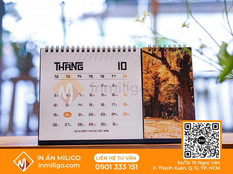 lịch để bàn chữ a