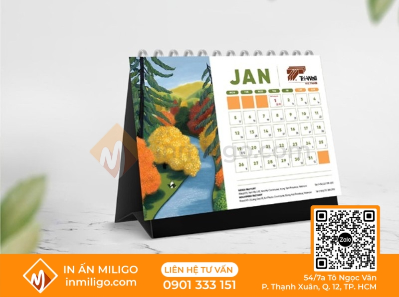 lịch để bàn chữ a