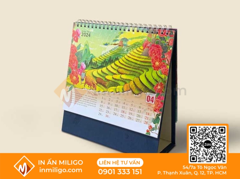 lịch để bàn chữ a