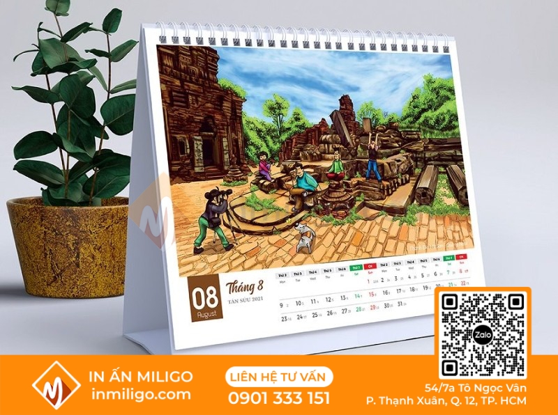 lịch để bàn chữ a