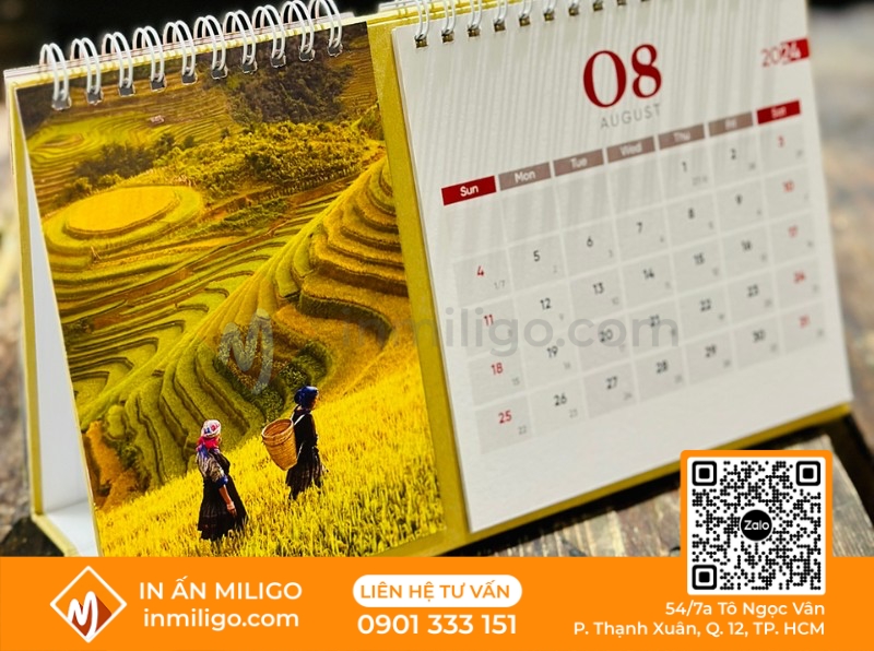 lịch để bàn chữ a