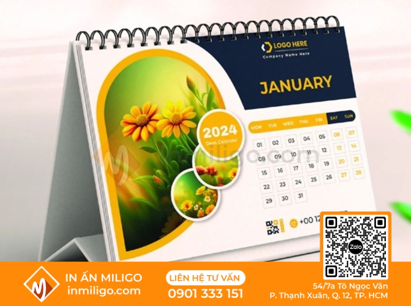 lịch để bàn chữ a