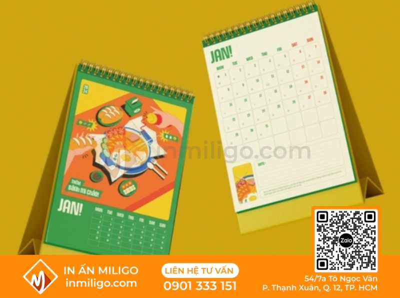 lịch để bàn chữ a