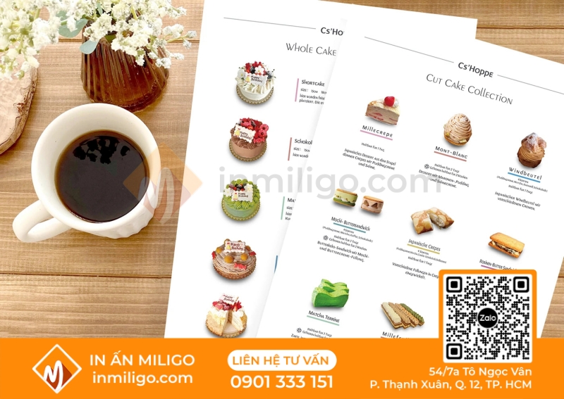 Thiết kế menu bánh ngọt