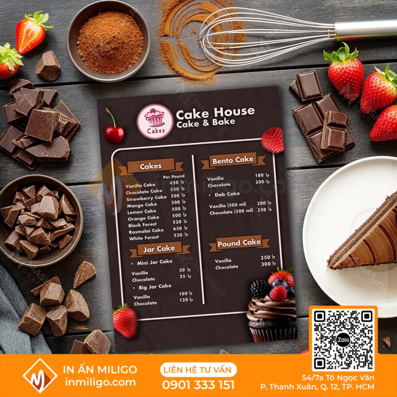 Thiết kế menu bánh ngọt