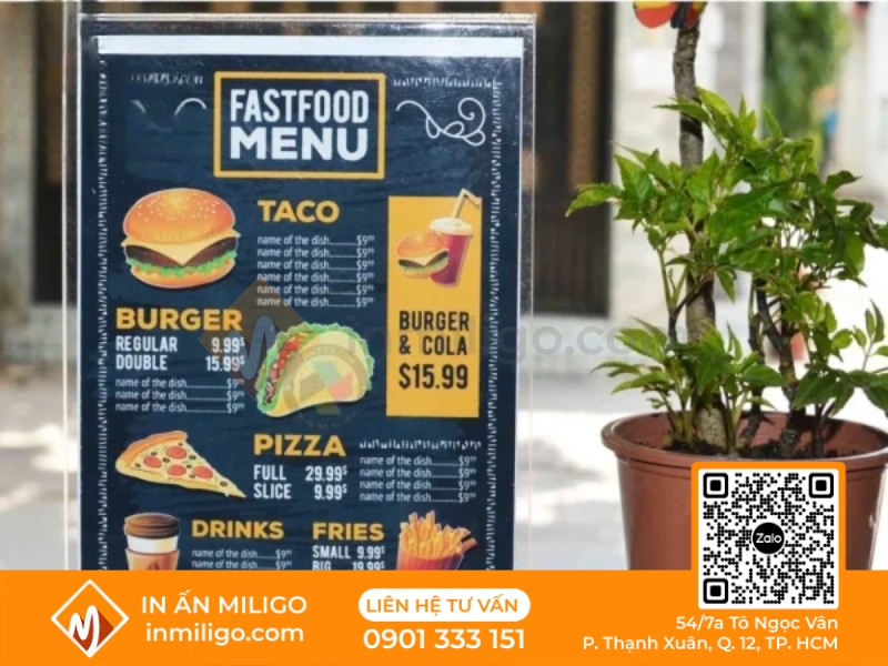 Menu bìa kiếng
