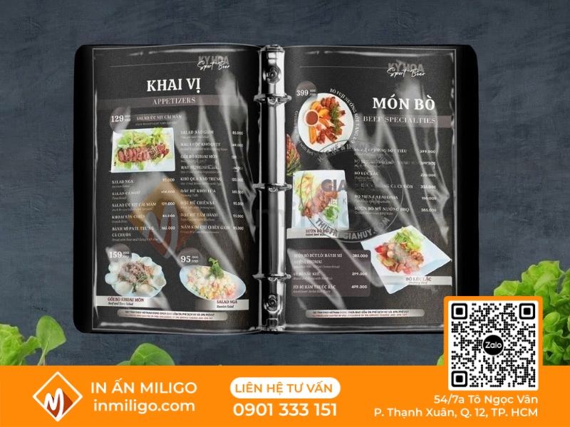 Menu bìa kiếng