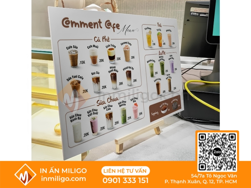 Menu cafe take away