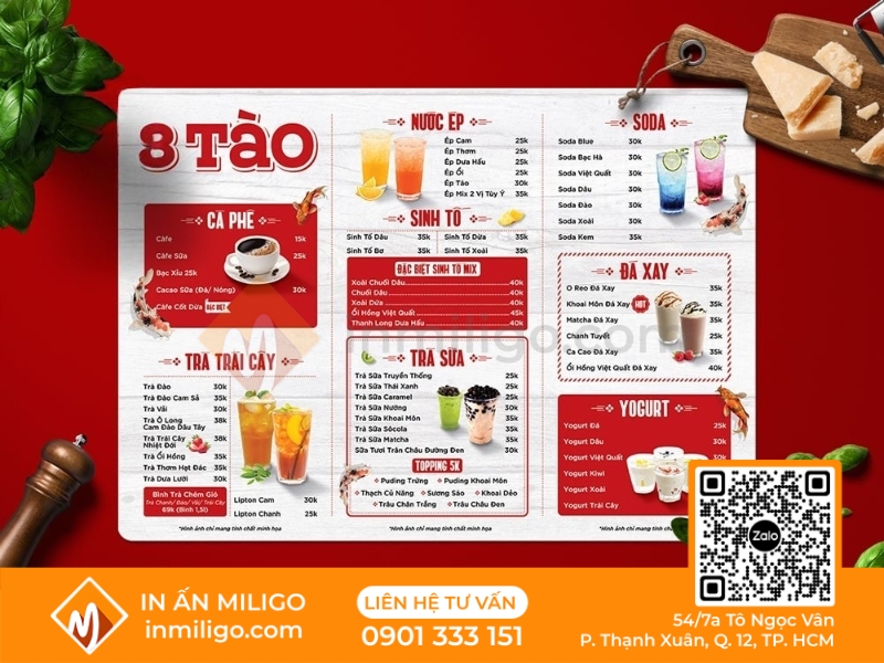 Menu cafe take away