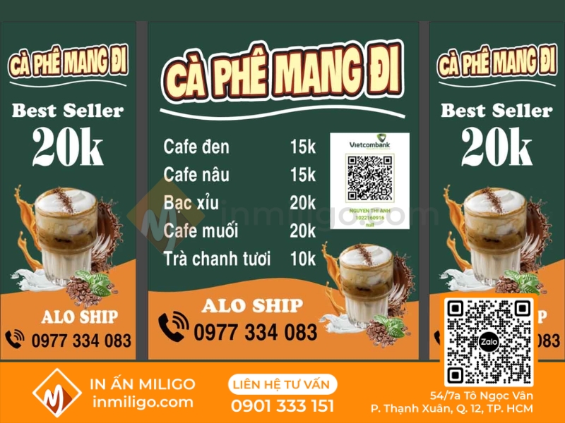 Menu cafe take away