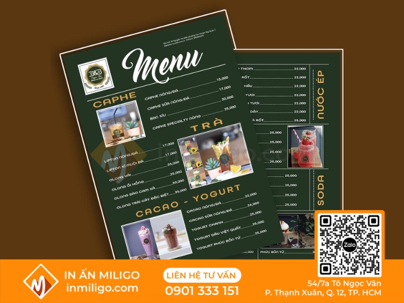 Menu cafe take away