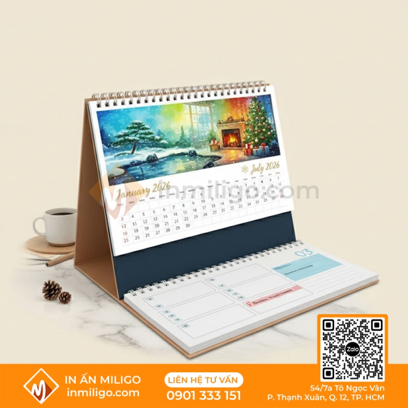 lịch để bàn chữ M
