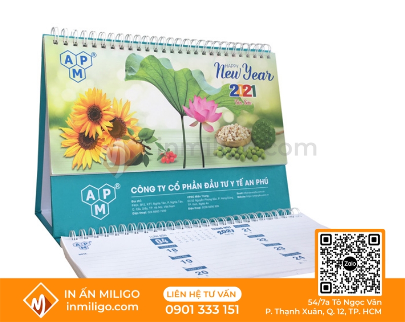 lịch để bàn chữ M