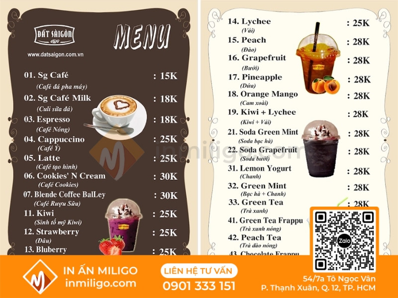 Menu đồ uống