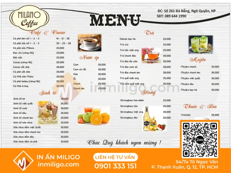 Menu đồ uống