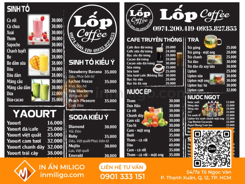 Menu đồ uống