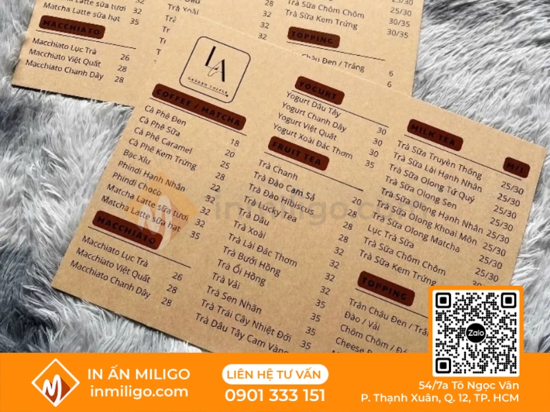 Menu đồ uống