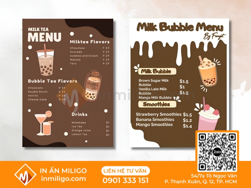 Menu đồ uống