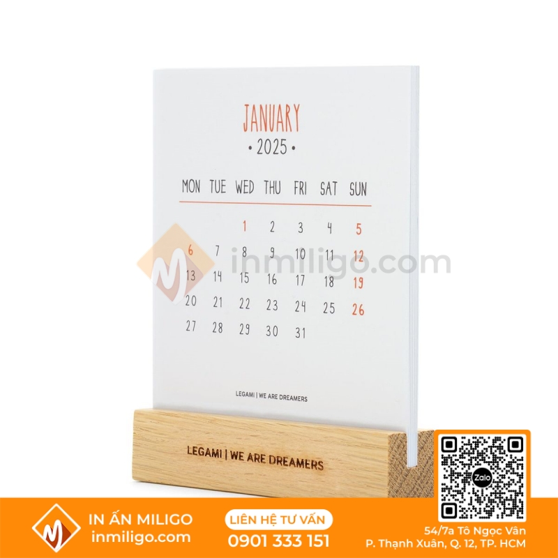lịch gỗ để bàn