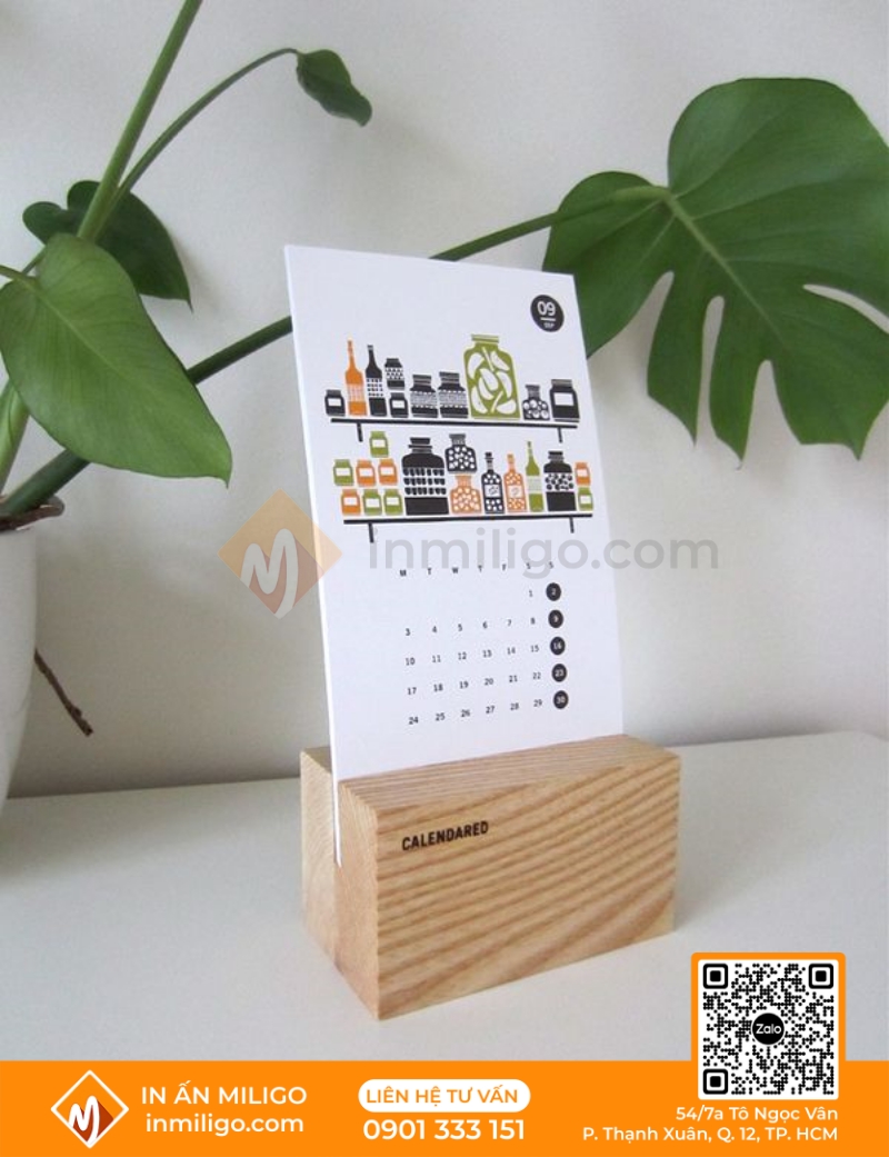 lịch gỗ để bàn