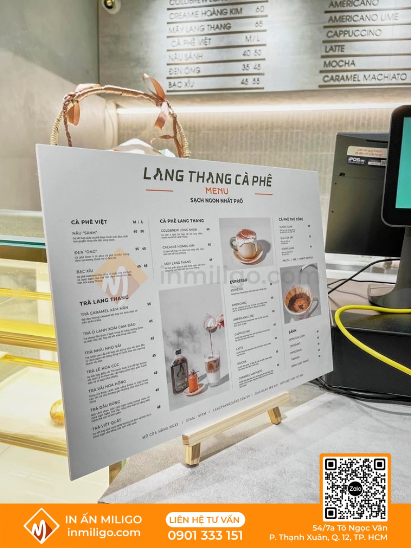 In menu trà sữa