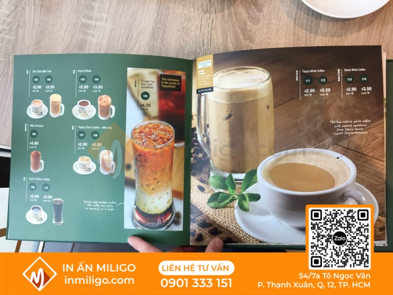 In menu trà sữa
