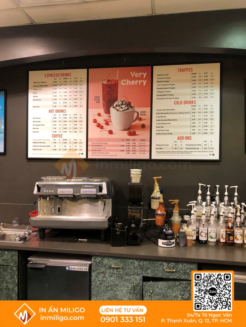 In menu trà sữa