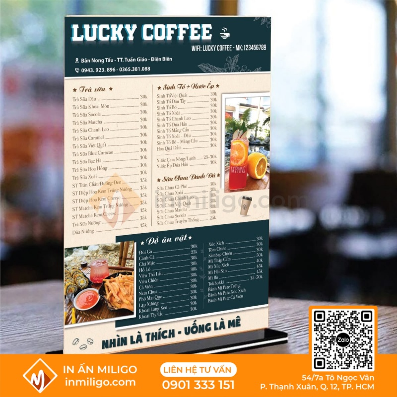 In menu trà sữa
