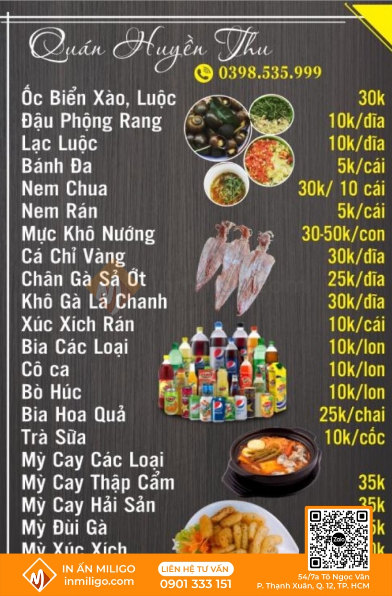 In menu treo tường