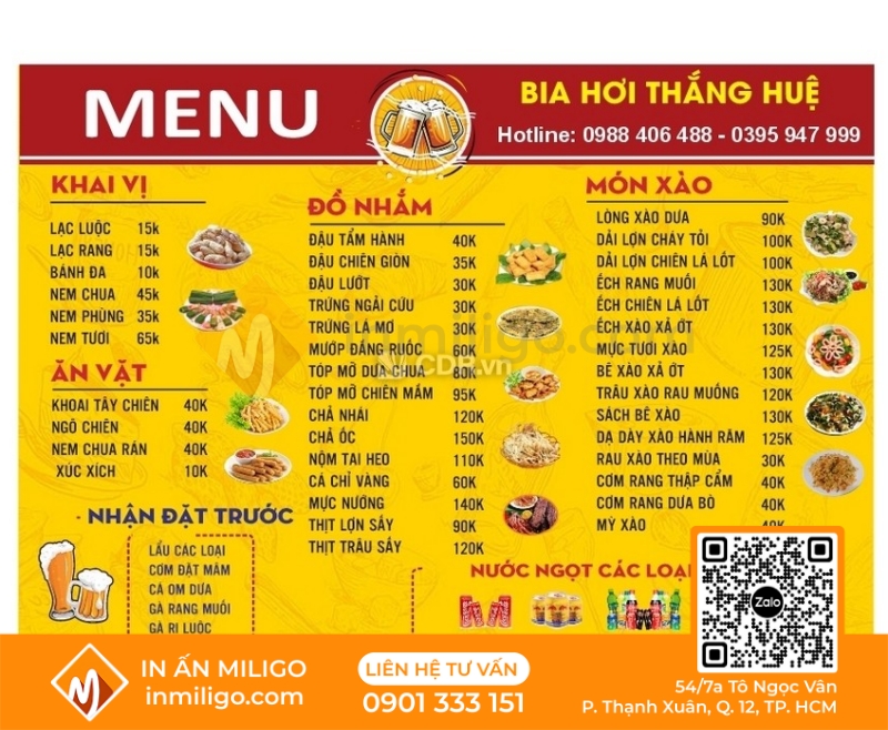 In menu treo tường