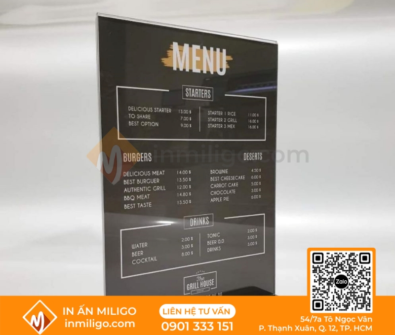 In menu treo tường