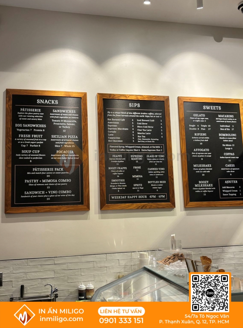 In menu treo tường