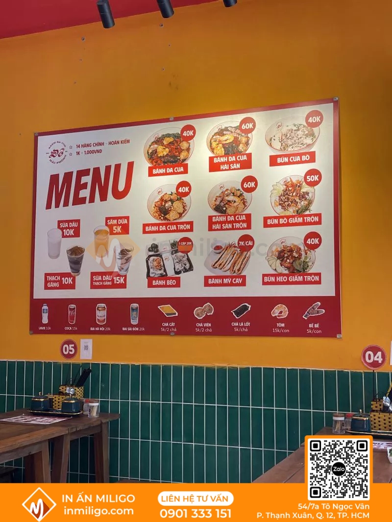 In menu treo tường