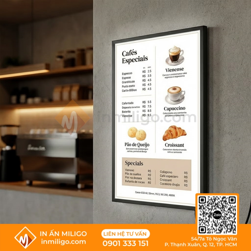 In menu treo tường