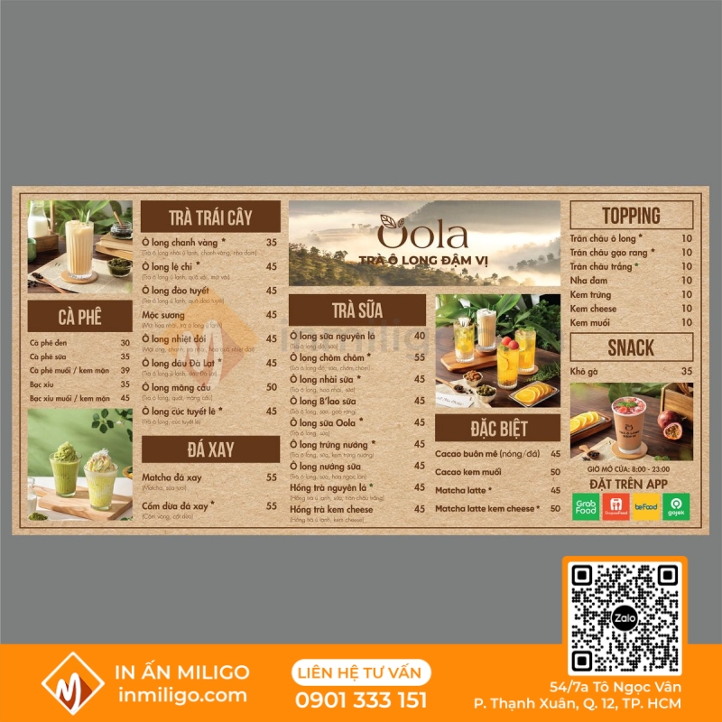 In menu treo tường