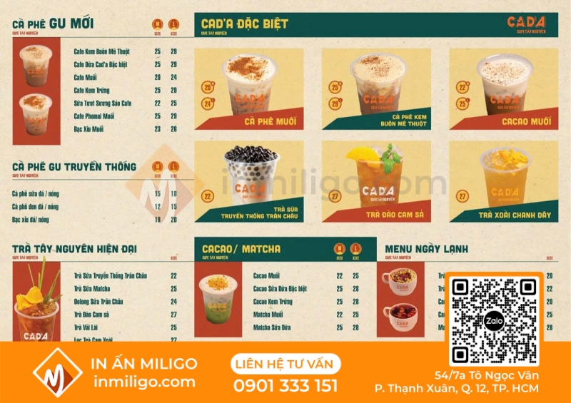 In menu treo tường
