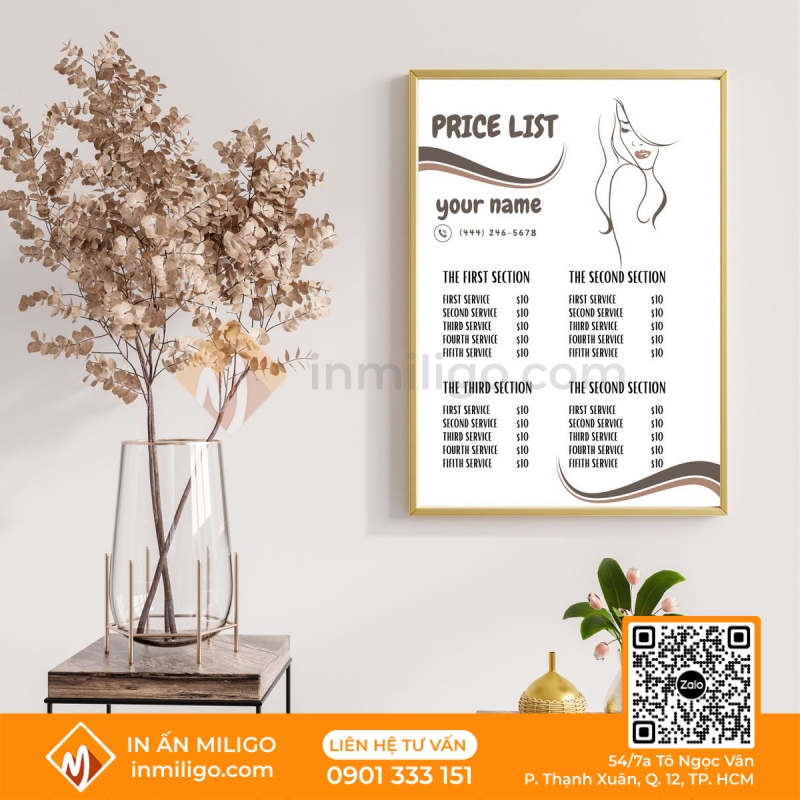 In menu treo tường