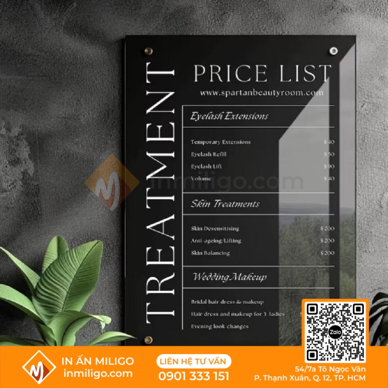 In menu treo tường