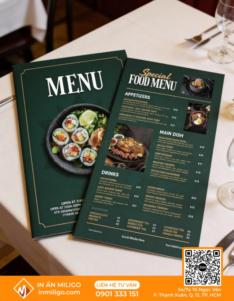 Kích thước menu